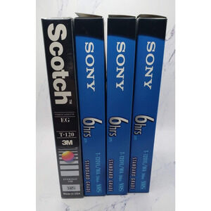 Lot of 4 Blank VHS Tapes T120 Video Recording VCR Sony And Scotch